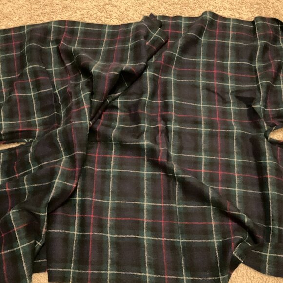 J.Crew plaid cape scarf. Color: Navy, Green, Red. Item # H0130.  80"H x 27.5"W. - Picture 7 of 10